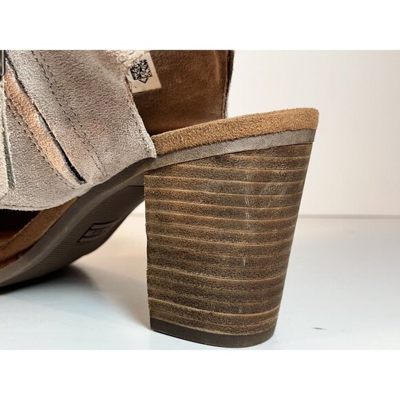TOMS Suede Majorca Cutout Block Heels Womens Casual Sandals Shoes Taupe Size 6M - Picture 13 of 16